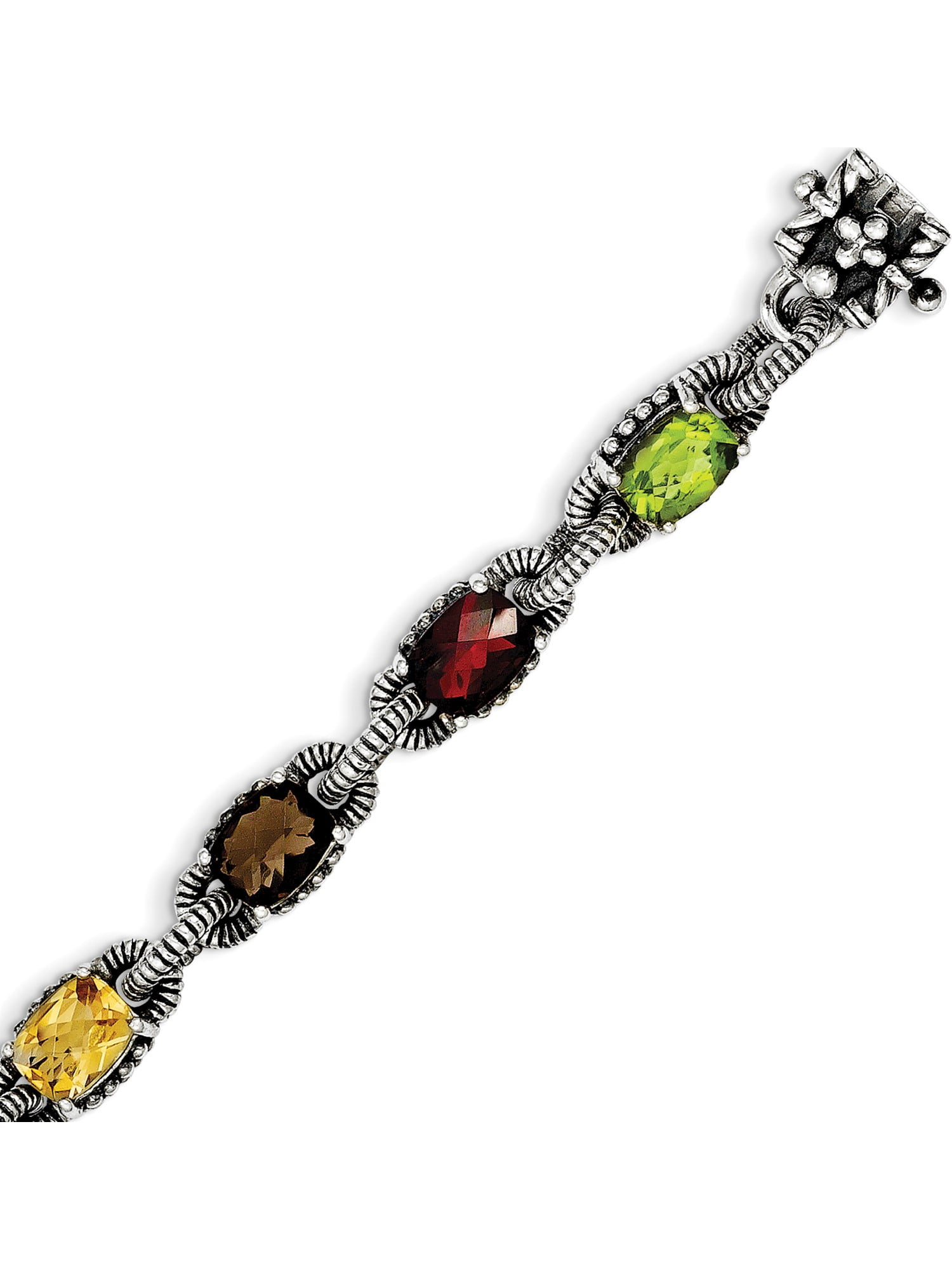 Shey Couture 925 Sterling Silver with Gold-Tone Accent Citrine 10 MM Bracelet 7.25 