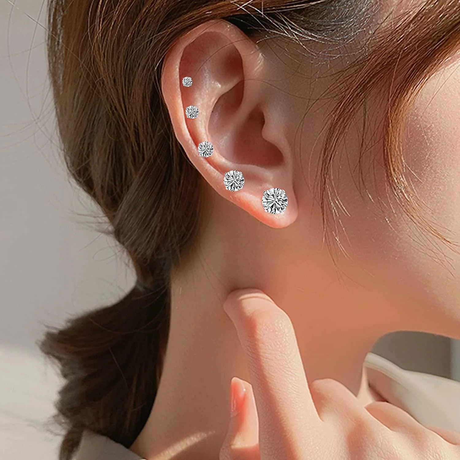 Knubmt 12 Pairs 316L Stainless Steel Earring Set 14K Gold Plated Hoop Earrings Flat Back Stud Earrings for Women Men, Gold