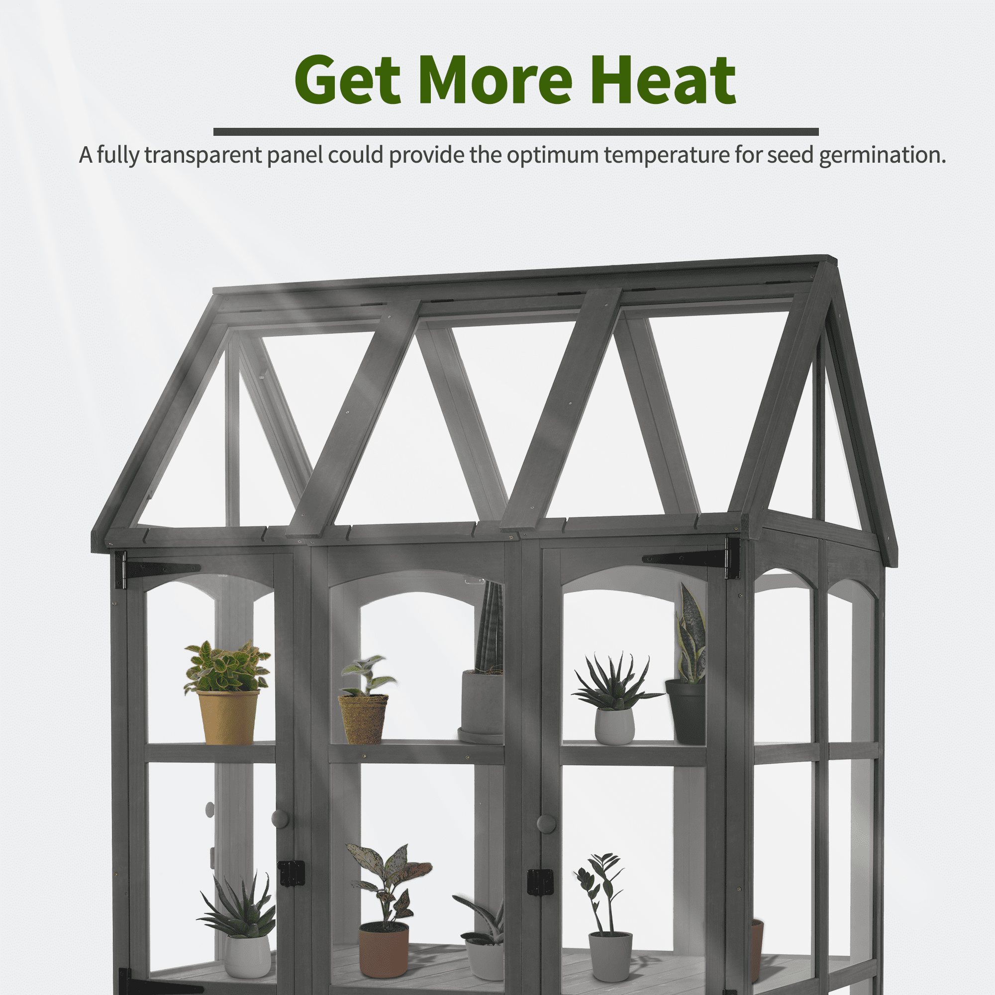 greenブラウンM MCombo Wooden Greenhouse, Outdoor Greenhouse with Adjustable