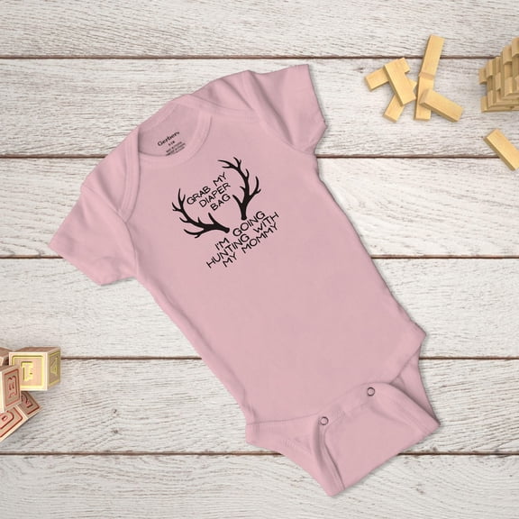 Bella Canvas Mommy Hunting Infant Bodysuit, Baby Clothes, Diaper Bag Outfit, Funny Baby Gift, Camo Baby BODYSUIT, Hunting Baby Apparel