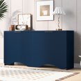 thumbnail image 6 of Lunale 63.2" Four-Door Storage Sideboard Cabinet, Vertical Stripes and Wavy Design Cabinet for Kitchen, Living Room, Blue, 6 of 7