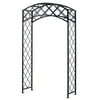 Panacea Black Arched Metal 7 ft Garden Arbor Trellis with Lattice Arch