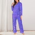 thumbnail image 2 of Daiia Purple Glitter for Women's Long-Sleeved Pajama Set – Soft & Comfortable Sleepwear Button-Up Pajamas Cozy Lounge Wear-Small, 2 of 7