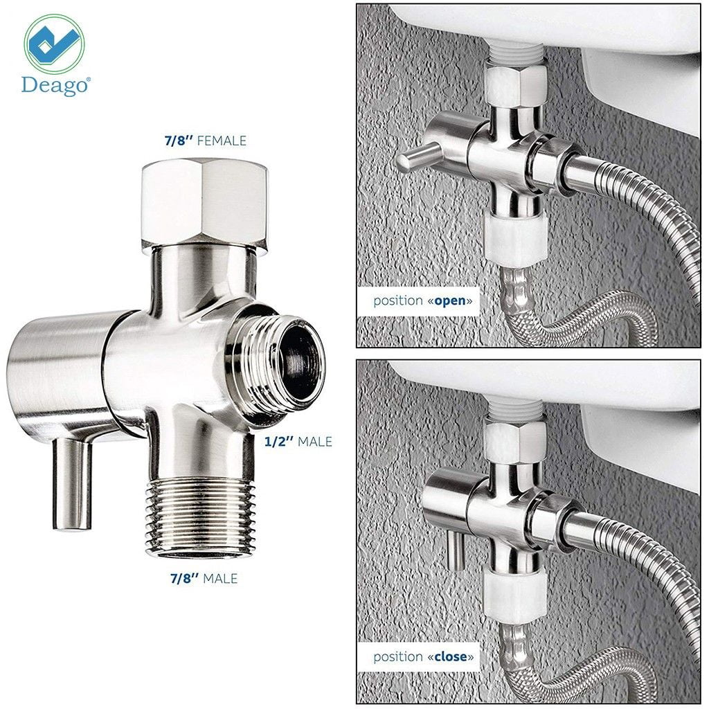 Deago Handheld Bidet Toilet Sprayer, Stainless Steel Bathroom Bidet Sprayer Set with 7/8" Valve T-Adapter , Baby Cloth Diaper Sprayer