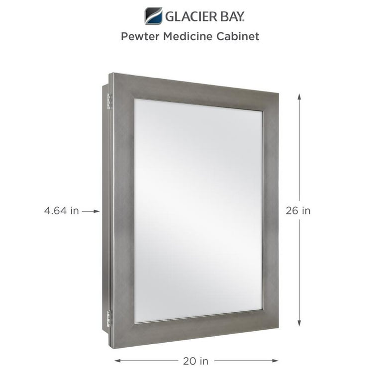 Home Decorators Collection 20 in. X 26 in. Recessed or Surface Mount Framed Medicine Cabinet in Pewter Walmart