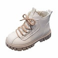 thumbnail image 2 of Fozruso Girls Boots Autumn Winter British Style Lace Up Chunky Sole Versatile Short Boots For Girls Comfortable Design,Lace Up Combat Boots Sizes 3 Big Kid(11-11.5 Years), 2 of 6