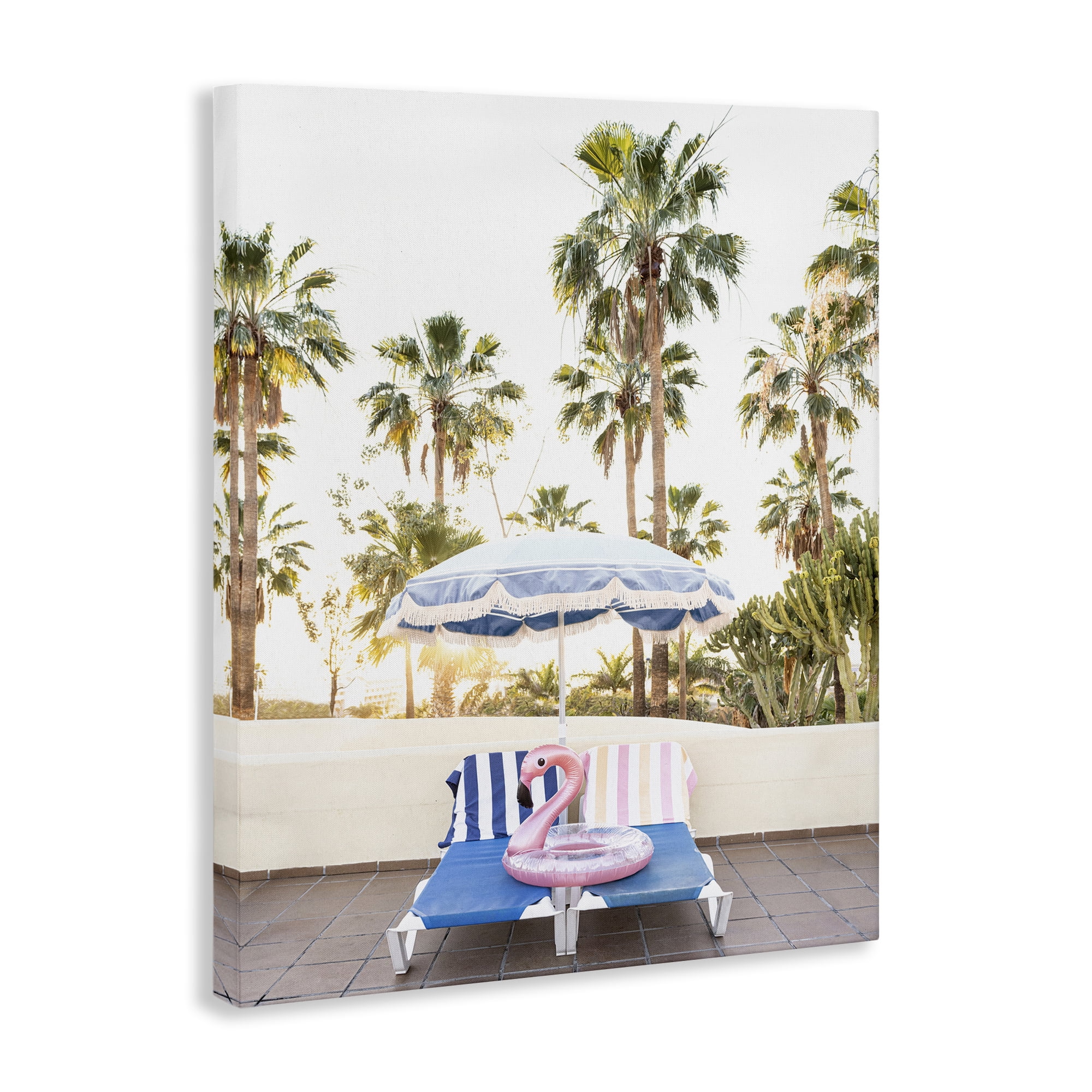 Stupell Industries Poolside Flamingo Float Landscape & Nature Photography Wrapped Canvas Art Print Wall Art, 16 x 20