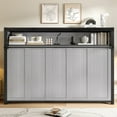 thumbnail image 2 of Twin Size Murphy Bed, Hidden Wall Bed with Storage Shelves, Metal Multifunctional Foldable Bed Frame for Bedroom, Guest Room, Space Saving, Easy Assembly, Gray, 2 of 9