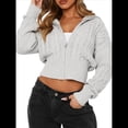 thumbnail image 2 of Sudaderas con Cremallera para Mujer, Conjuntos Casuales, Cárdigan, Ropa de Abrigo, Chaquetas de Invierno de Moda, Abrigos. Gris S, 2 of 8