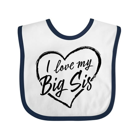 

Inktastic I Love My Big Sis in Black Chalk Heart Gift Baby Boy or Baby Girl Bib