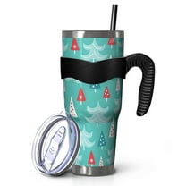 40oz Tumbler,Turquoise Christmas Tree Pattern Insulated Tumblers with Removable Handle,Stainless Steel Double Vacuum Coffee Tumbler Cup with Straw for Home,Office,Travel,Party