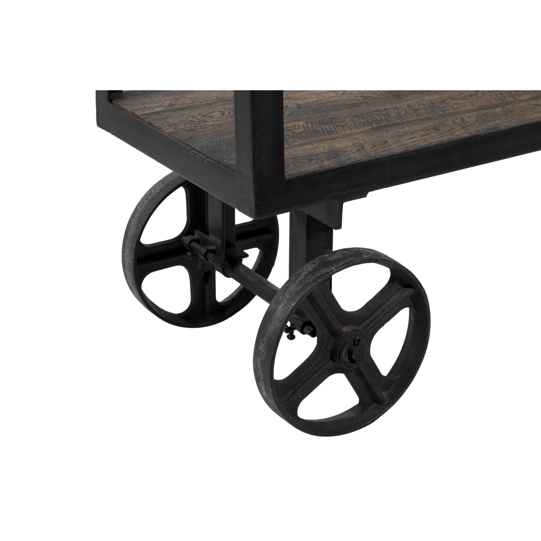 DecMode 48" x 36" Black Metal Industrial Rolling Cart 3 Basket Drawer Console Table, 1-Piece