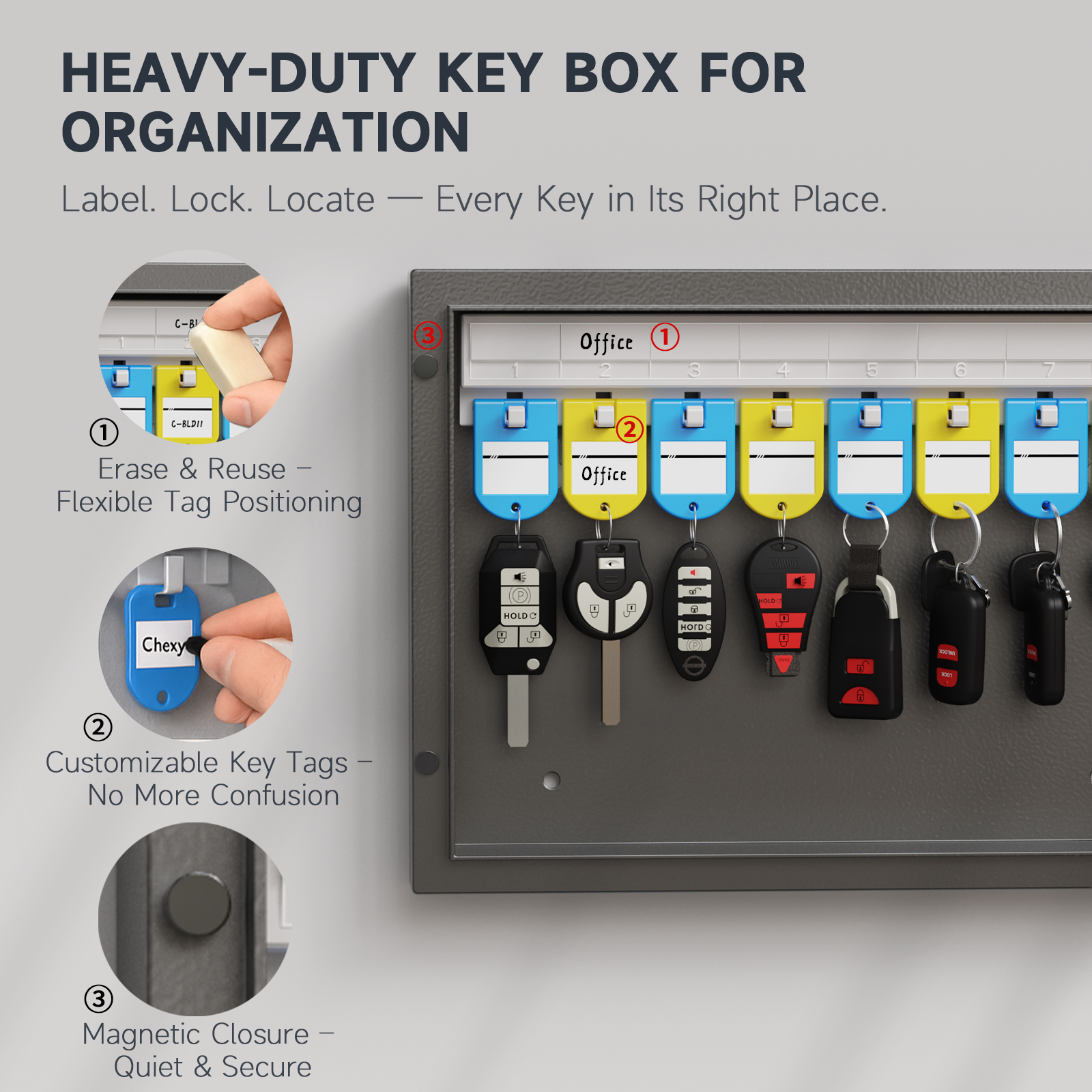 WeHere 16 Key Lock Box, Large Key Cabinet Security Storage Lockbox for School, Valets, Hotels, Home