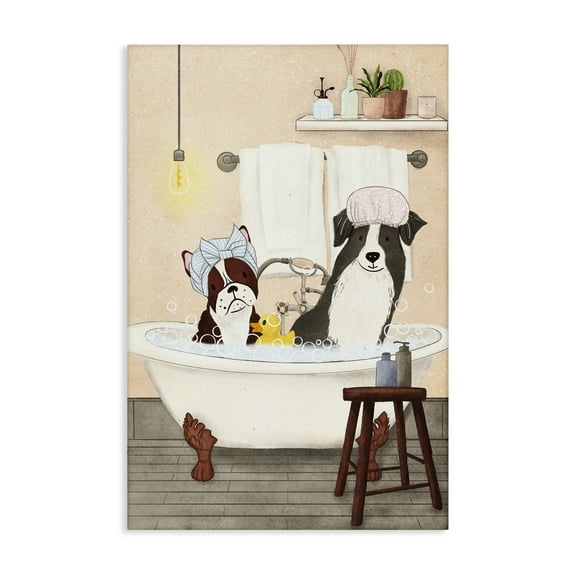 Stupell Industries Doggie Bath Time Typography Painting Gallery Wrapped Canvas Art Print Wall Art, 16 x 24