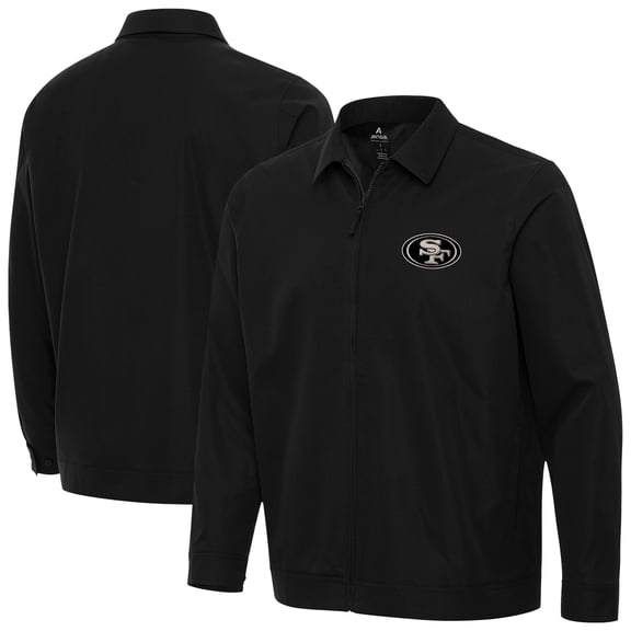 Men's Antigua Black San Francisco 49ers Pivot Full-Zip Jacket