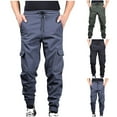 thumbnail image 1 of Styesk Men's Pants Man Fashion Fallow Pockets Elastic Waist Binding Leg Workwear Pants, 1 of 8