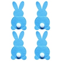 Moocorvic 4Pcs Easter Bunny Utensil Holders Pouch Bags for Knife Forks Spring Easter Table Decoration Wedding Birthday Gifts Easter Party Supplies(Blue)