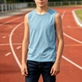 thumbnail image 6 of justHIGH Boys Cotton Tank Tops Kids Summer Sleeveless T-Shirts Casual Loose Fit Crew Neck Shirts Plain Basic Tees 3-14 Years Sky Blue,9-10 Years, 6 of 7
