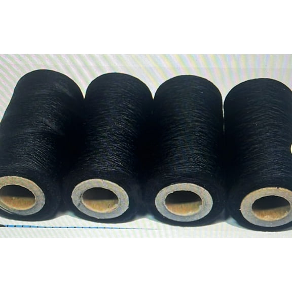 Teamwork BLACK #653 SPUN POLYESTER SERGER & QUILTING THREAD 4 TUBES 1000 YDS. EACH