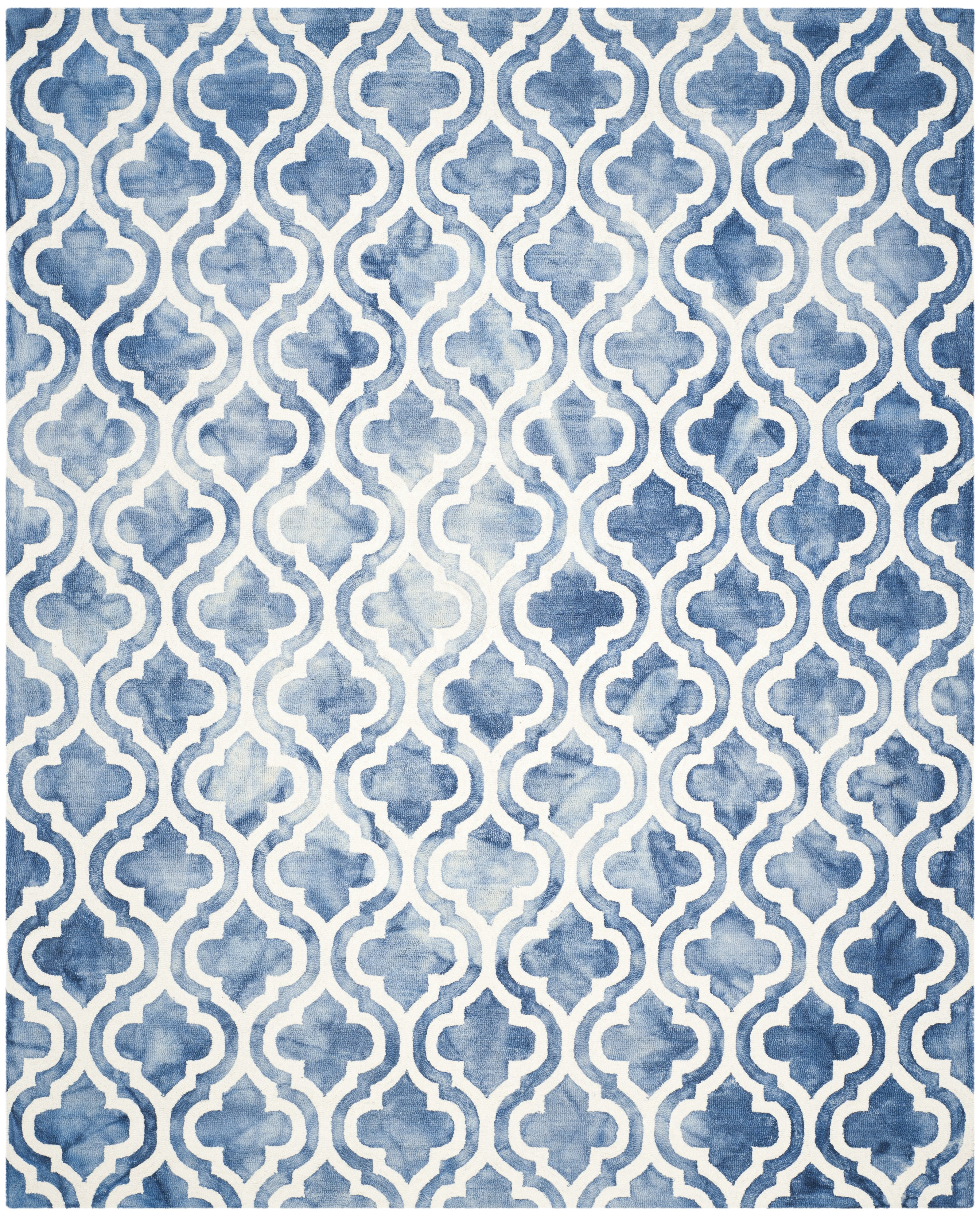 Safavieh Dip Dye Jolyon Geometric Wool Area Rug, Blue/Ivory, 9' x 12'