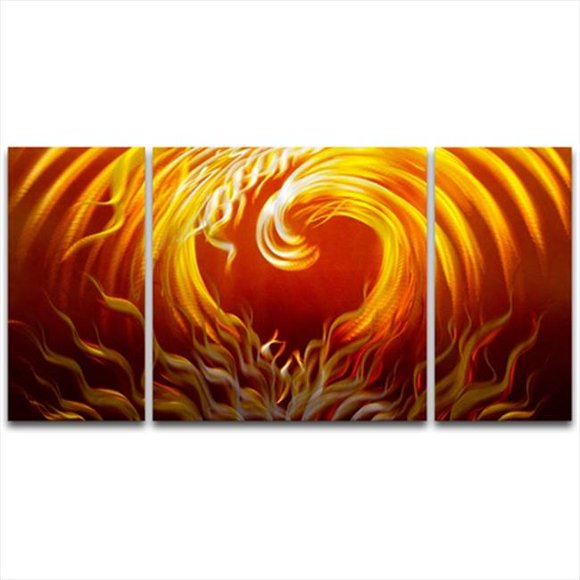 Metal Artscape MA10033 48 X 24 in. Passion Burns 3-Paneled Handmade Metal Wall Art