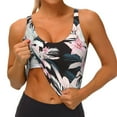 thumbnail image 4 of Fotbe Orchids Flowers Pattern Womens' Sports Bra Longline Wirefree Padded with Medium Support Sports Moisture-Wicking Workou Vest,Tank Top-Large, 4 of 9