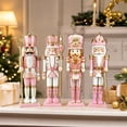 thumbnail image 4 of MInHoues Pink Nutcracker Figurines Set of 4, Christmas Wooden Nutcracker Soldier Ornaments with Gold Accents, Festive Pink Gold Holiday Decor for Tabletop Mantel Shelf, Xmas Decoration Gifts, 4 of 6