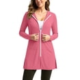 thumbnail image 4 of SuTry Sun Protection Jacket for Women UV Cover Up Full Zip Hooded with Side Pockets Split Hem Lightweight Breathable Beach Pool Vacation Jacket, 4 of 5