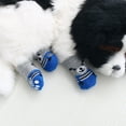 thumbnail image 1 of 4pcs Calcetines de Perro Tejidos Antideslizantes con Refuerzo de Goma Protector de Patas de Oso para Uso Interior, Gris + Azul, M, 1 of 7
