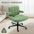 thumbnail image 2 of Criss Cross Chair with Wheels – Comfortable Vanity Chair, Wide Rolling Cross Legged Office Chairs with Arms, Adjustable Desk Chairs Comfy for Home Office (Green), 2 of 16