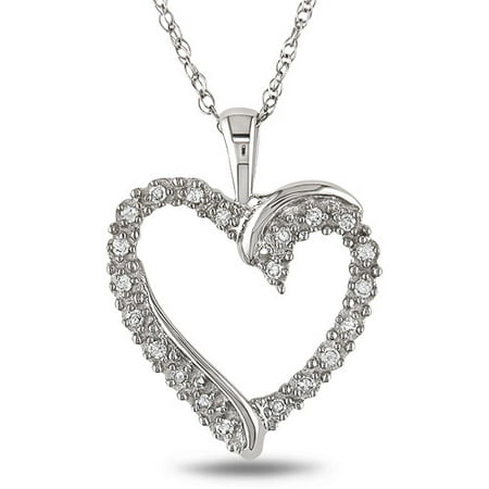 Miabella 10kt White Gold 1/10ct TDW Diamond Heart Pendant