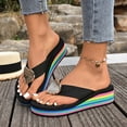 thumbnail image 2 of DAFEI Thick Soled Wedge Color Block Slip Outdoor Flip Flop Women's Rhinestone Thong Sandals, 2 of 8