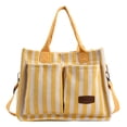 thumbnail image 1 of 9911 Bolso Mano Mano Con Múltiples Bolsillos Informal Versátil Lona A Rayas Gran Capacidad (amarillo) Amarillo, 1 of 9