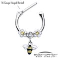 thumbnail image 3 of Body Candy 16G 316L Stainless Steel Septum Jewelry Flower Bee Dangle Conch Tragus Cartilage Clicker 8mm, 3 of 4