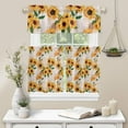thumbnail image 6 of 3 Piece Curtains Tiers and Valances Set, Sunflower Yellow Floral Retro Newspaper Background Farm Flower Oil Oainting Art Rod Pocket Short Window Treatment Curtains Panel and Valance for Kitchen, 6 of 6