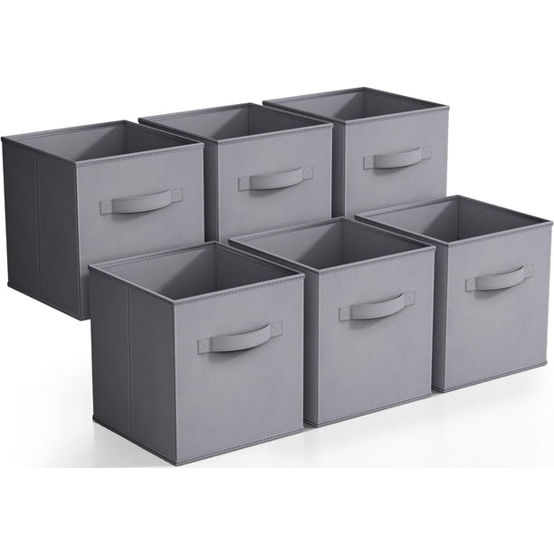 Sorbus Cubos de Almacenamiento de Tela Plegables de 11 Pulgadas: 6 Contenedores Plegables con Asas para Ropa, Juguetes y Libros (Gris)