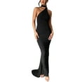 thumbnail image 1 of Mialoley Robe Longue pour Femmes, Sans Manches Col Halter Ajustée Robe Cocktail Robe d'Été pour Fête, 1 of 9