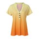thumbnail image 3 of Gibobby Camisas mexicanas con cuello en V para mujer Camiseta con cuello en V y botón estampado degradado informal para mujer Moda(Naranja,M), 3 of 5