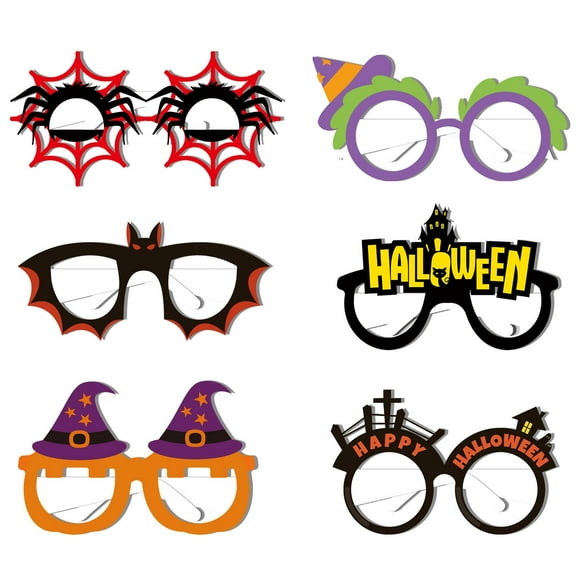 Wadada Halloween Eyeglasses 6 Pcs Novelty Toy Glasses Cosplay Halloween Party Favor Funny Funny Party Decorations for Kids and Adults Glasses Pumpkin Spider Web Ghost Bat Hat Skull Eyeball Eyewear
