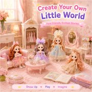 4 PCS 6 Inch Small Princess Girl Mini Dolls fit for 3+ Year Old Little Girls Gift