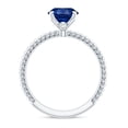 thumbnail image 2 of Oval Shape Lab Grown Blue Sapphire Solitaire Ring with Surprise Diamond (4 Carat, AAAA Quality), 925 Sterling Silver, US 4.00, 2 of 8