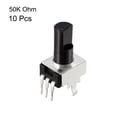 thumbnail image 2 of Uxcell 50k ohm Single Turn Rotary Film Potentiometer Variable Resistors Carbon Black  10pcs, 2 of 4