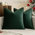 thumbnail image 5 of Pack of 2 Decorative Velvet Throw Pillow Cover Soft Army Green Pillow Cover Solid Square Cushion Case for Sofa Bedroom Car 18x18 Inch, 5 of 5