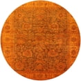 thumbnail image 1 of Ahgly Company Indoor Round Mid-Century Modern Neon Orange Oriental Area Rugs, 4' Round, 1 of 6