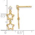 thumbnail image 3 of 14K Yellow Gold Polished Dangle Star With Cz Post Earrings (17.75 X 6) Made In Vietnam ye2071, 3 of 5