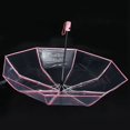 thumbnail image 3 of 4X Paraguas Transparente Paraguas Automatico para Lluviaautomatico Compacto Plegable Estilo A Prueba de Viento Paraguas Transparente , Transparente & Borde Rosado, 3 of 8