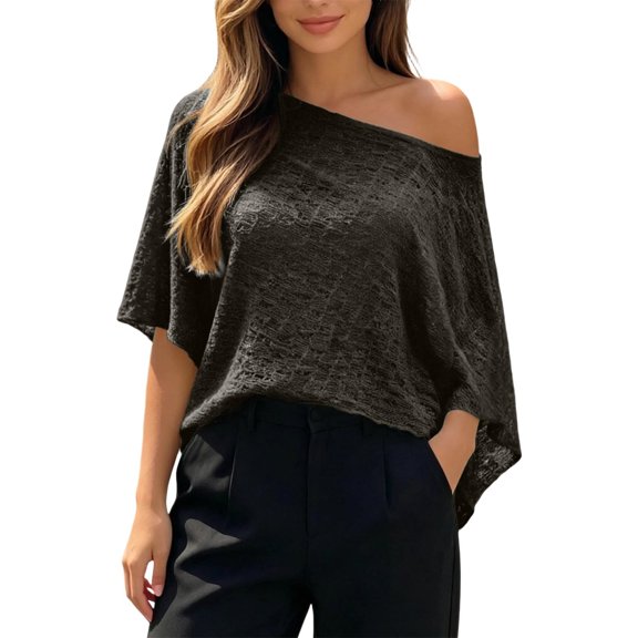 SRZYMJ Womens 3/4 Sleeve Crochet Tops Summer V Neck Beach Cover Ups | Casual Off Shoulder Boho Sweaters