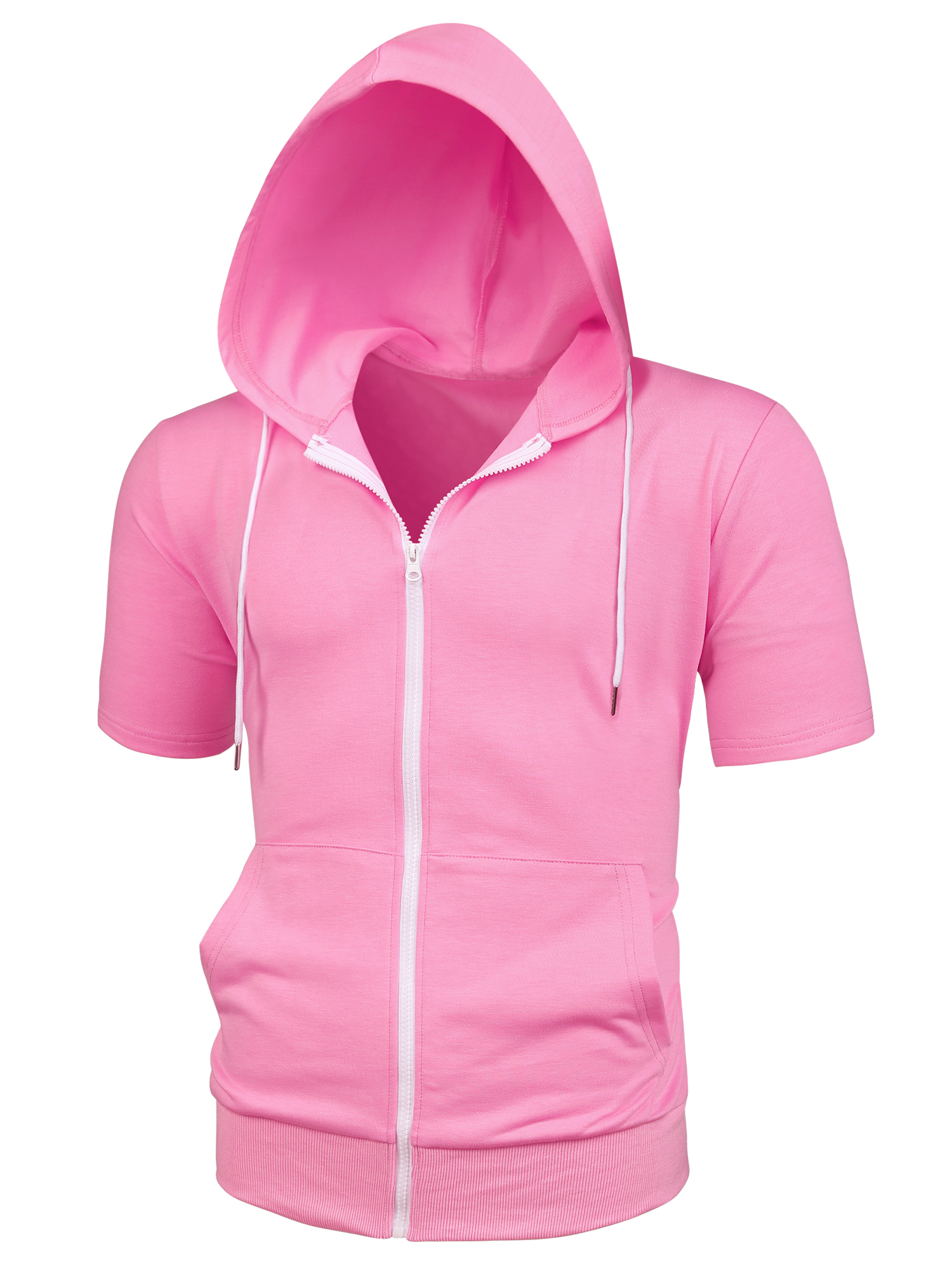 men's short sleeve zip up hoodie