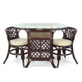 thumbnail image 2 of SK New Interiors Dining Furniture Borneo Set of 2 Natural Rattan Chairs w/Cream Cushion and Oval Table w/Glass, Dark Brown, 2 of 11