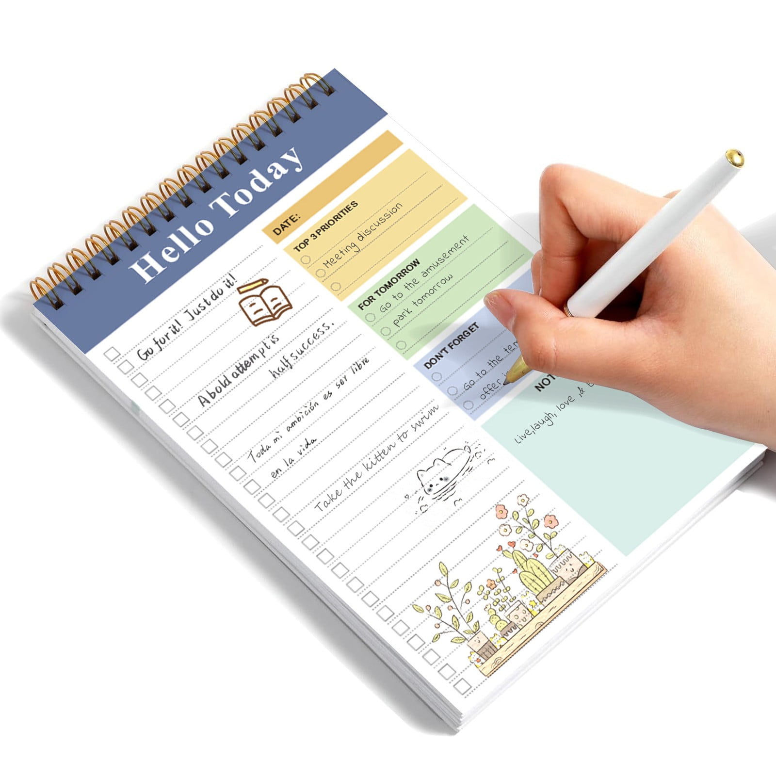 3PC A5 Spiral Daily Planner and Portable Notebook for Goal Tracking, High-Aesthetic Weekly Schedule Notepad for Office Business and Academic Productivity Stationery Supplies